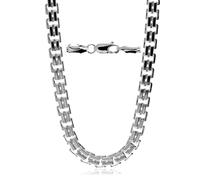 SilverAmber Jewellery UK - Made in Italy - 925 Sterling Silver Thick 3.15 MM Box Heavy Chain 18 inches long with an anti-tarnish coating - GA-GMN6-18
