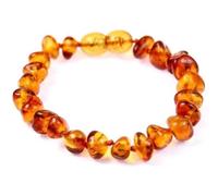 SilverAmber Jewellery UK New Baltic Amber Anklet Bracelet Cognac - Handmade 100% Genuine Amber Polished Beads - Premium Quality - Sizes 12-27 CM - (Size: 23 CM)
