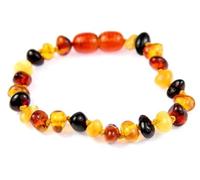 SilverAmber Jewellery UK New Baltic Amber Anklet Bracelet Mix - Handmade 100% Genuine Amber Polished Beads - Premium Quality - Sizes 12-27 CM - (Size: 22 CM)