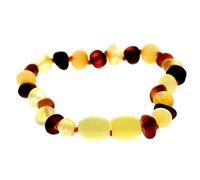 SilverAmber Jewellery UK New Baltic Amber Anklet Bracelet Mixed - Handmade 100% Genuine Raw Amber Beads - Premium Quality - Sizes 12-21 CM - (15 CM)