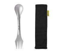 SILVERANT Titanium 3 in 1 Spork, Ultralight Camping Cutlery Knife Fork Spoon Combo Outdoor Utensils for Backpacking Hiking & Bushcraft Flatware (3 in 1 Fork)