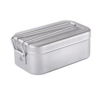 SILVERANT Titanium Bento Lunch Box, Food Container with Folding Handle Collapsible Bowls with Lids Ultralight Camping Mess (800ml)