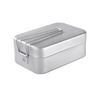 SILVERANT Titanium Bento Lunch Box, Food Container with Folding Handle Collapsible Bowls with Lids Ultralight Camping Mess (1200ml)