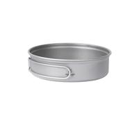 SILVERANT Titanium Camping Plates, Outdoor Dishware with Folding Handle Portable Cookware for Picnic Hiking Backpacking Bushcraft (450ml)