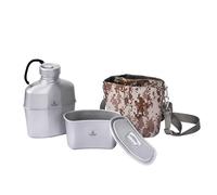 SILVERANT Titanium Canteen Military Mess Kit-1000ml Water Bottle with 500ml Nesting Cup&Lid-Ultralight Cookware Set for Camping, Survival, Bushcraft & Outdoor (Titanium Canteen with Paracord)