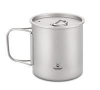 SILVERANT Titanium Cup, Ultralight Titanium Coffee Mug with Foldable Handle Camping Pot with Lid for Backpacking, Hiking, Picnic (600ml-Handle)