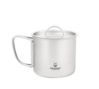 SILVERANT Titanium Cup, Ultralight Titanium Coffee Mug with Foldable Handle Camping Pot with Lid for Backpacking, Hiking, Picnic (400ml-Handle)
