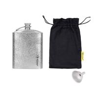 SILVERANT Titanium Hip Flask Canteen, Portable Wine Bottle with Funnel & Screw Cap Clip for Camping, Hiking, Backpacking, Travel, Outdoor Bushcraft (220ml- Crystallized)