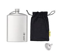 SILVERANT Titanium Hip Flask Canteen, Portable Wine Bottle with Funnel & Screw Cap Clip for Camping, Hiking, Backpacking, Travel, Outdoor Bushcraft (248ml- Sandblasted)