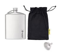 SILVERANT Titanium Hip Flask Canteen, Portable Wine Bottle with Funnel & Screw Cap Clip for Camping, Hiking, Backpacking, Travel, Outdoor Bushcraft (220ml- Sandblasted)