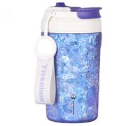 SILVERANT Titanium Insulated Coffee Mug with Straw, Double Wall Cup Reusable & Leak Proof Cup, Keeps Liquids Hot or Cold for Indoor & Outdoor Use (400ml-Crysallized Blue)