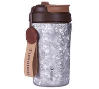 SILVERANT Titanium Insulated Coffee Mug with Straw, Double Wall Cup Reusable & Leak Proof Cup, Keeps Liquids Hot or Cold for Indoor & Outdoor Use (400ml -Crystallized Silver)