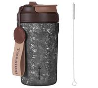 SILVERANT Titanium Insulated Coffee Mug with Straw, Double Wall Cup Reusable & Leak Proof Cup, Keeps Liquids Hot or Cold for Indoor & Outdoor Use (400ml-Crysallized Black)