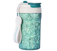 SILVERANT Titanium Insulated Coffee Mug with Straw, Double Wall Cup Reusable & Leak Proof Cup, Keeps Liquids Hot or Cold for Indoor & Outdoor Use (400ml-Crysallized Green)