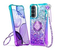 Silverback Glitter Liquid Case for Samsung Galaxy A17 with Stand. Purple | 5G,Double Ring Stand, Heart Charm Wrist Strap, Bling Sparkly Cover,Protective Bumper for Women Girls,Purple.