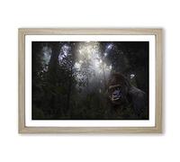 Silverback Gorilla in The Jungle Framed Print | A2 Oak Framed Wall Art | Ready to Hang | Modern Animal Picture | Living Room Bedroom Lounge Office