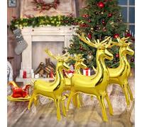 SilverChry Reindeer Balloon, Gold & Red, 5pcs, Foil, Standing, Christmas, Unisex-Kids