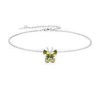 SILVERCUTE Ankle Bracelets for Women Girls Sterling Silver August Birthstone Anklet Butterfly Charm Anklets