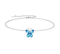 SILVERCUTE Ankle Bracelets for Women Girls Sterling Silver December Birthstone Anklet Butterfly Charm Anklets