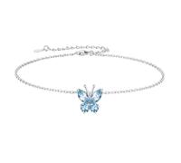 SILVERCUTE Ankle Bracelets for Women Girls Sterling Silver March Birthstone Anklet Butterfly Charm Anklets