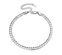 SILVERCUTE Cuban Link Anklets for Women Girls Sterling Silver Chain Ankle Bracelets Adjustable