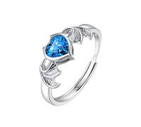 SILVERCUTE Ladies Silver Rings December Birthstone Blue Topaz Simulated Crystal Thumb Ring Womens Adjustable Open Ring Girls