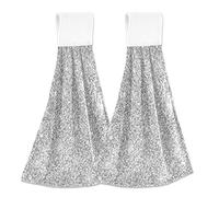 Silvere White Shiny Glittering Background Yellow Holiday Tinsel 2 PCs Hanging Kitchen Hand Towel, Dish Dishcloth Towels with Hanging Loop, Absorbent Tea Bar Bath Tie Towel for Tabletop Kitchen