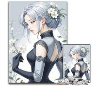 SilverHaired Beauty in Gothic Lace Puzzles 1000Pieces for Adults Impossible Jigsaw Puzzles for Adults Challenging Brain Teaser for Teenagers Family Game Night Fun 1000 PCS(75x50cm)