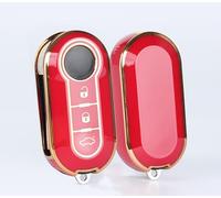 SILVERLIN Car Key Cover Soft TPU Case Full Protection for Fiat 500L Brava Bravo Doblo Ducato Fiorino Punto Panda Palio Qubo Scudo Sedici Stilo Lancia Key Fob (Golden Edge Red)