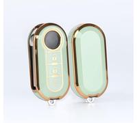 SILVERLIN Key Fob Cover, Soft TPU Case Full Protection for Fiat 3 Button 500L Brava Bravo Doblo Ducato Fiorino Punto Panda Palio Qubo Scudo Sedici Stilo Lancia 3 Buttons Key Fob (Golden Edge Green)