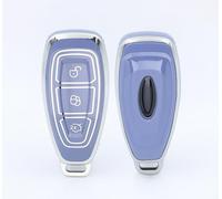 SILVERLIN Key Fob Cover, Soft TPU Case Full Protection for Ford/Focus/Fiesta/Kuga/C-Max 3 Buttons Key Fob (Silver Edge Haze Grey)