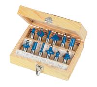 Silverline 12pc Router Bit Set 1/2" Drive TCT Straight Dovetail Flush Trim Cove