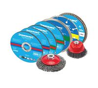 Silverline 12pce 115 mm Cutting and Grinding Discs Kit, Coarse/Extra Coarse/Very Fine/Fine Grit, Steel/Diamond Grit Material, Multicolored, Compatible with Angle Grinder