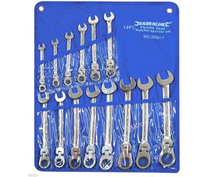 Silverline 14 Piece Metric Flexible Combination Ring Open End Ratchet Spanner