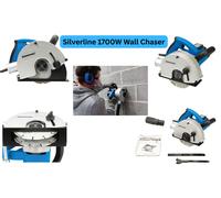 SILVERLINE 1700W Wall Chaser 758130 Cut Depth 40MM Inc Diamond Blades-2 FREEPOST