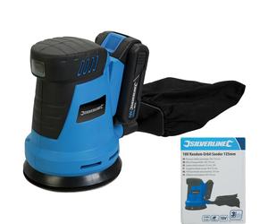 Silverline 18V Cordless Electric Random Orbital Palm Sander 2Ah Li-ion battery