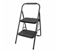 Silverline 2 Tread Step Ladder Alloy Steel Foldable 150kg Load Capacity - Black