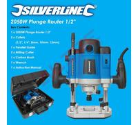 Silverline 2050W Plunge Router 1/2" Electric Cutter 5 Size Collets - 124799