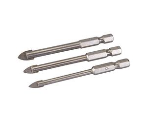 Silverline 224760 Hex Drive Tile and Glass Drill Bit 3pce Set 5, 6 and 8 mm