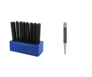 Silverline 250575 Transfer Punch Set 28pce 3/32" - 17/32" (2.4-13.4 mm) & Starrett 117D Centre Punch with Round Shank