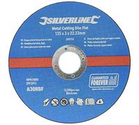 Silverline 349754 Metal Cutting Discs Flat 10pk 125 x 3 x 22.23 mm,Blue