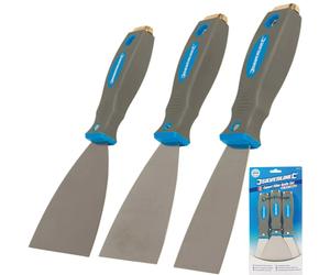 Silverline 3pc Expert Soft Grip Wallpaper Stripper Filling Knife Scraper Set