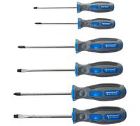 Silverline 546524 General Purpose Soft-Grip Screwdriver Set Slotted & Phillips 6-Pieces-Bicoloured(Blue/Grey)