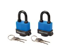 Silverline 568779 Keyed Alike Weather-Resistant Padlocks 48mm 2pk