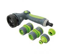 Silverline 5pc Hose Spray Gun Set With 9 Pattern Quick Connect Garden Watering