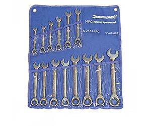 Silverline 675226 Fixed Head Ratchet Spanner Set 14pce 8 - 24 mm