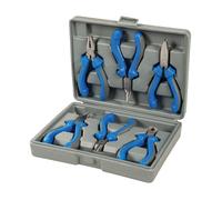 Silverline 6pce Set Mini Pliers PVC Handles Long Flat Bent Nose - 633889