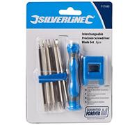 Silverline 917440 8pce Interchangeable Precision Screwdriver Blade Set 8 Piece, Blue Pantone 300C (PP)/Grey 431C (TPR)
