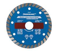 Silverline 950392 Marble Cutting Diamond Blade 110 x 20 mm Castellated Continuous Rim,BLUE