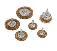 Silverline Power Drill Brassed Steel Wire Wheel & Cup Brush x5 Set